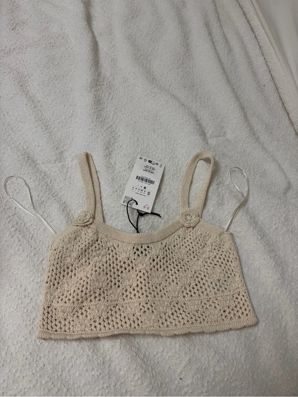 Zara Cream Crochet Knit Crop Top